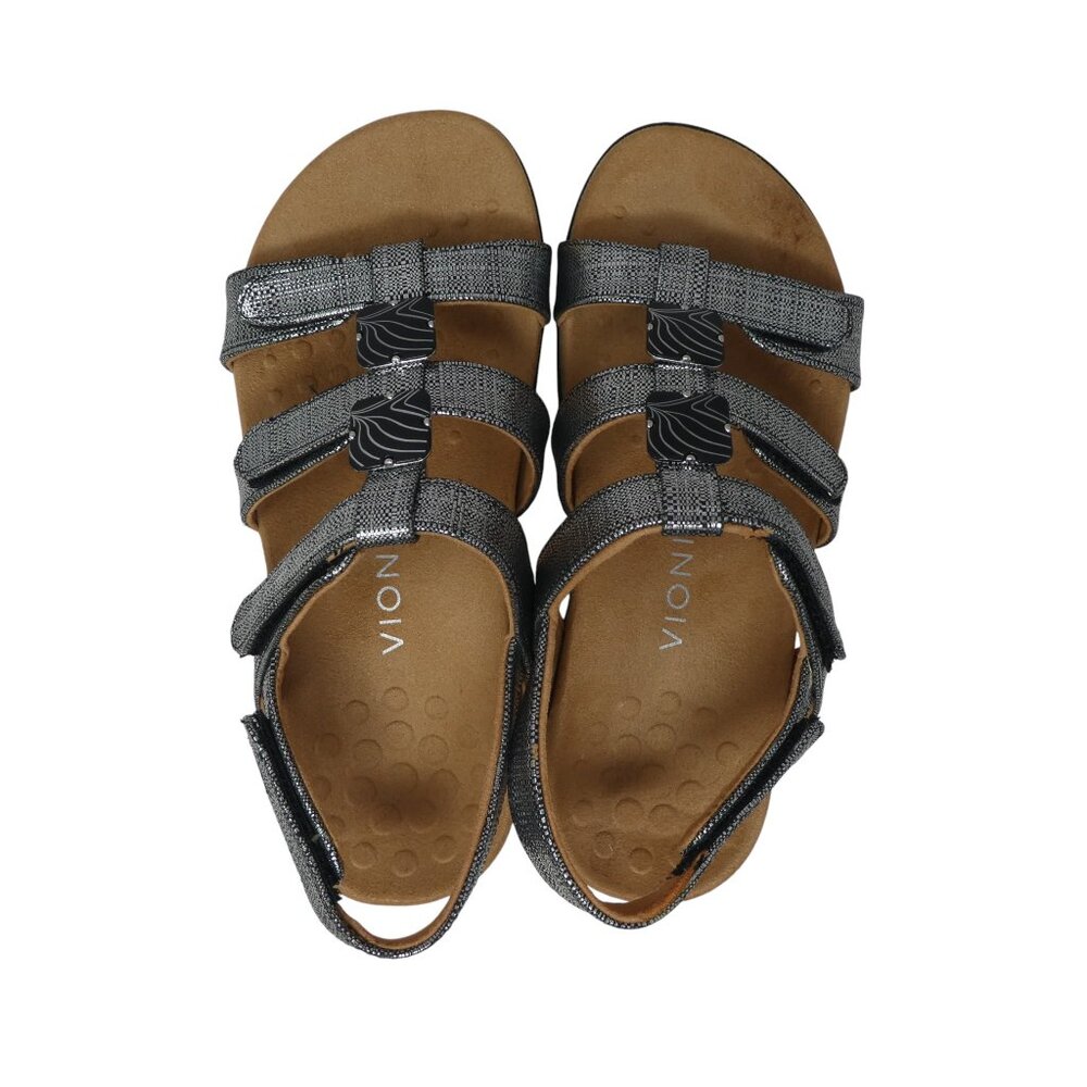 Vionic Amber Silver Black Open Toe Adjustable Str… - image 7